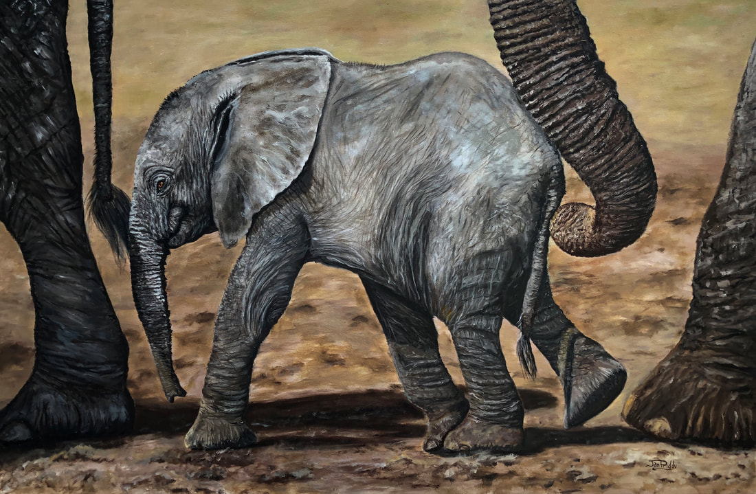 Jan Priddy Art - Gentle Guidance Elephant Painting